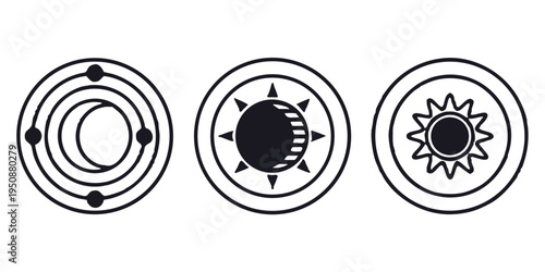 Esoteric Celestial Triptych Bohemian Geometric Sun Moon Orbit Branding Set