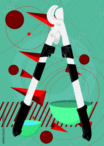 Wire cutter geometrical graphic retro theme background. Minimal geometric elements. Vintage abstract shapes vector illustration.