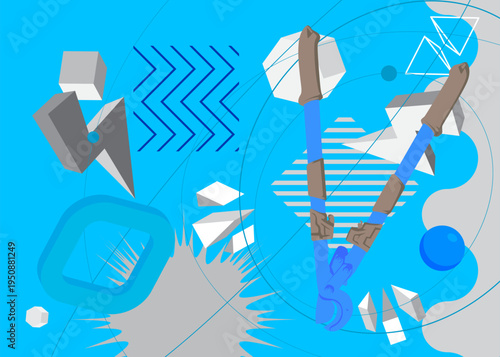 Wire cutter geometrical graphic retro theme background. Minimal geometric elements. Vintage abstract shapes vector illustration.