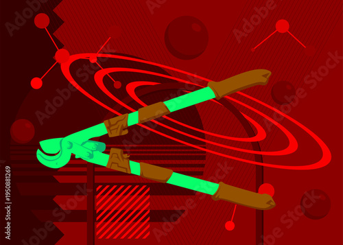 Wire cutter geometrical graphic retro theme background. Minimal geometric elements. Vintage abstract shapes vector illustration.