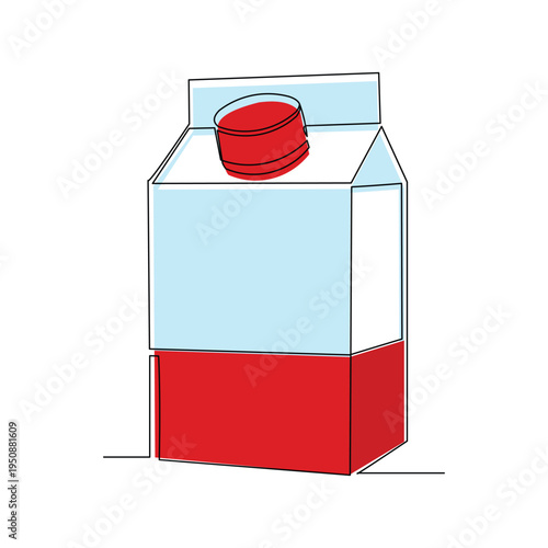 Continuous single line sketch drawing of paper box carton of fresh milk juice product package one line art concept vector illustration editable stroke