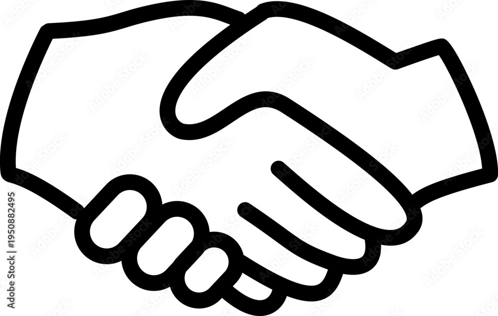 Fototapeta premium Handshake Cooperation Line Art Illustration