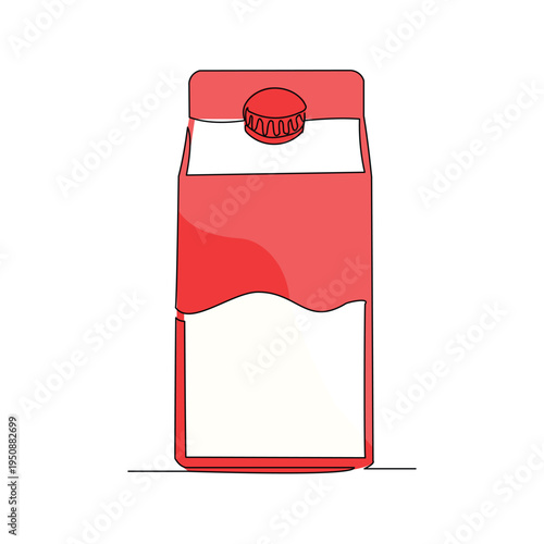 Continuous single line sketch drawing of paper box carton of fresh milk juice product package one line art concept vector illustration editable stroke