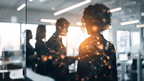 Diverse group of professionals collaborating in a modern office setting