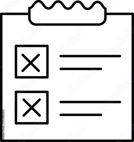 Art & Illustration, Vector task list icon with cross marks for rejected or failed items