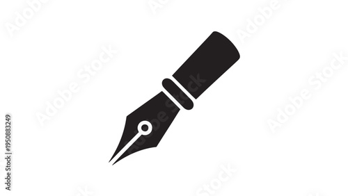 Fountain Pen Icon – Minimalist Black Silhouette for Writing, Creativity, Authors, Journals, and Note-Taking Apps
