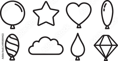 Assorted balloons in various shapes and designs Vector