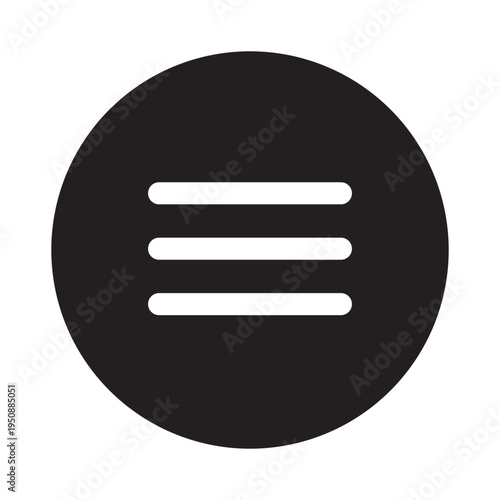 Vector of Hamburger Menu Icon For UI_Circle Glyph Icon