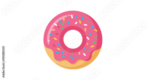 Fotografie A colorful frosted donut with sprinkles isolated on a white background