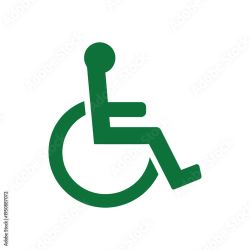 Green accessibility symbol depicting a person in a wheelchair