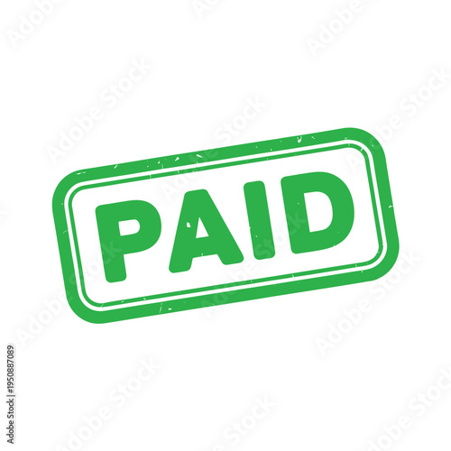 A green stamp displaying the word paid in bold uppercase letters