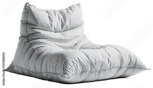 modern white textured bean bag chair with soft fabric folds in minimalist interior