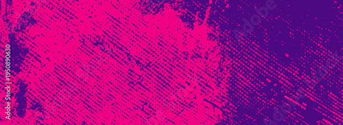 Abstract pink and purple colored background with dynamic expressive brush strokes. Brush drawn scratches splatter grunge distressed background. Grainy bold brush strokes texture. Vector