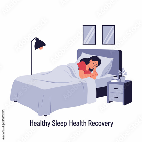 Sleepy Woman Resting Peacefully in Her Bedroom Promoting Healthy Sleep and Health Recovery