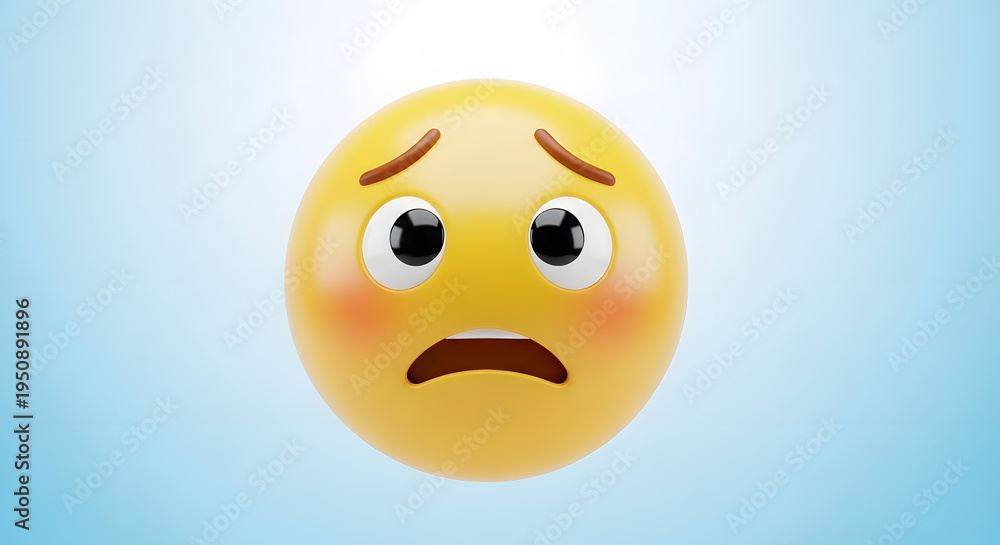 Fototapeta premium A digital face icon showing anxiety and concern