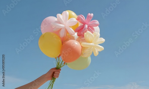 bouquet made entirely of twisted balloon flowers, pastel and warm tones