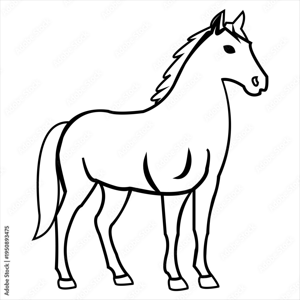 Obraz premium Horse Line Art Outline Vector