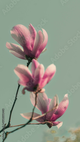 a pink cherry flower on open notebook lying on green grass 