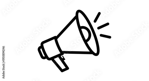 Loudspeaker icon with sound waves emanating representing announcement communication and public speaking simple vector