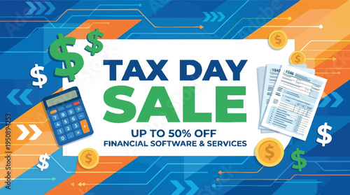 Tax day sale banner for financial software and services