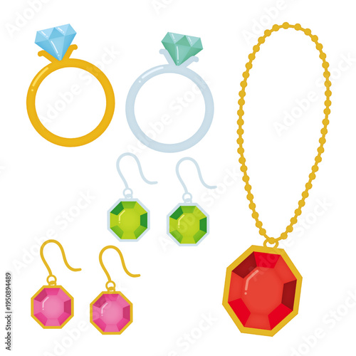 宝石のアクセサリーのイラスト/Illustration of gemstone accessories
