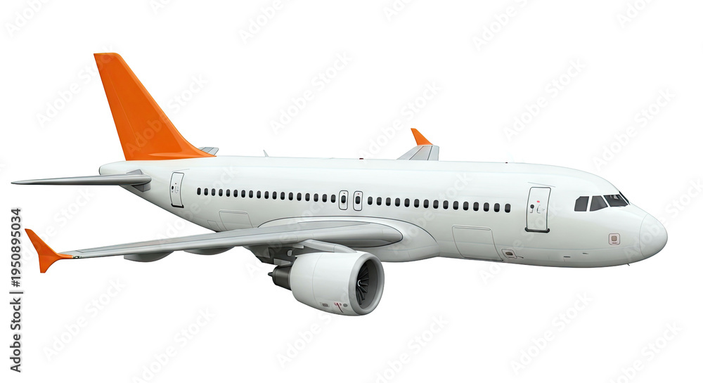 Obraz premium White Commercial Airplane with Orange Accents