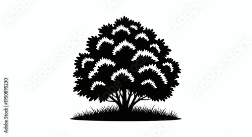 Elegant monochrome silhouette of a flourishing tree, symbolizing natural vitality and organic design element