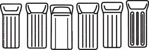 Assorted bottles with different cap designs and internal structures Vector