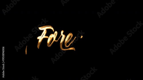 World Forestry Day Text Animation in gold, white, and black ink drops with particles. Suitable for social media posts, blog graphics, and environmental awareness campaigns.