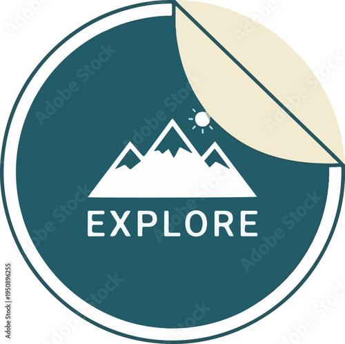Explore the great outdoors with this sticker featuring mountains, sun, and the word 'Explore' in a simple, appealing design for adventurers and nature lovers