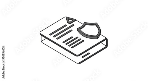 Black and White Document with Shield Icon.