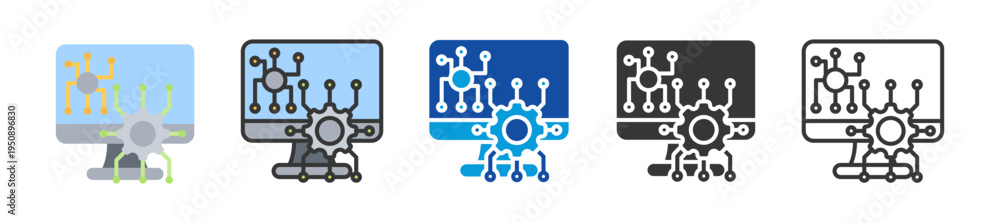 Obraz premium office automation icon set multi style various collection