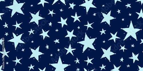 A field of light blue stars scattered across a dark navy background