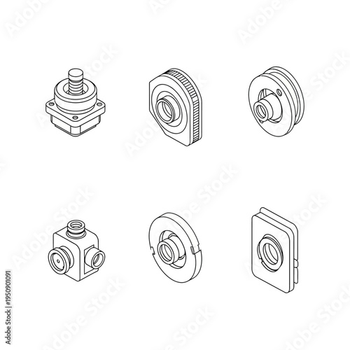 Set of mechanical components and industrial parts 1.
