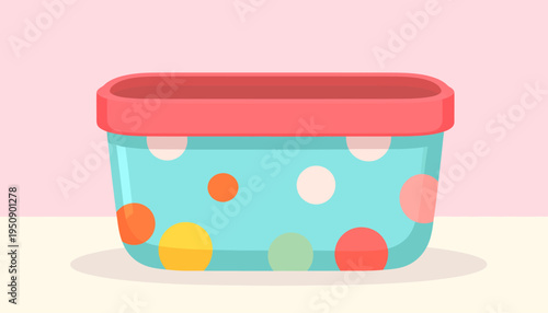 Polka Dot Container Isolated on Neutral Background