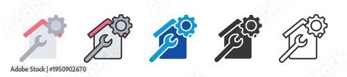 home installation icon set multi style various collection