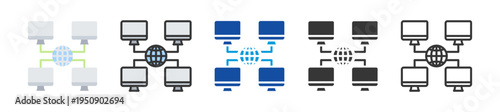 computer network icon set multi style various collection
