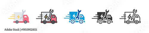 service delivery icon set multi style various collection
