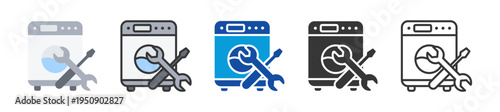 washing machine icon set multi style various collection