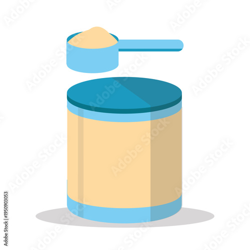 Measuring Scoop and Powder Container Flat Vector Illustration Design