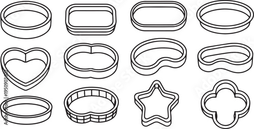 Assorted cookie cutters displayed in a grid layout Vector