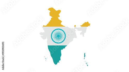 Map of India with national flag colors and Ashoka Chakra symbol