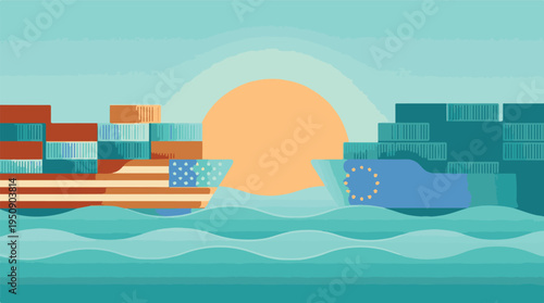 US and EU Cargo Ships for Global Trade and Economic Partnership