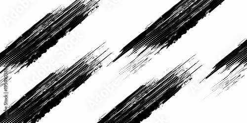 Abstract black grunge on white background, composition brush modern pattern
