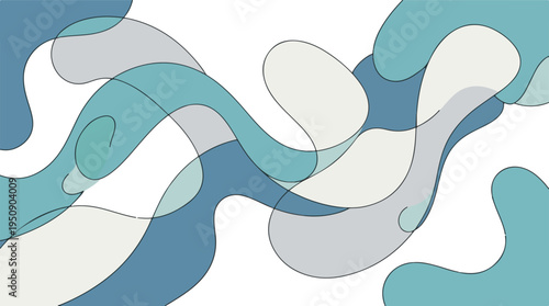 Smooth abstract design with curvilinear shapes in cool colors