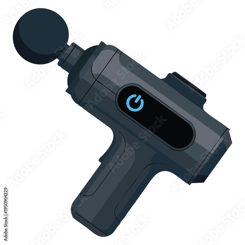 Deep tissue massage machine massage gun flat vector design ideal for wellness recovery therapy fitness equipment and healthcare concepts