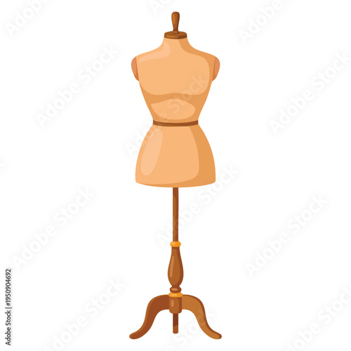 Flat vector illustration of sewing mannequin for dressmaking isolated tailoring dummy in cartoon style ideal for fashion studio boutique and design themes