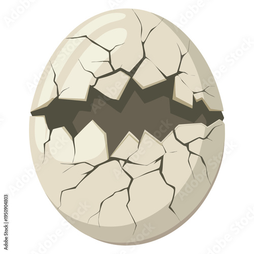 Fragile broken egg cracked eggshell stage realistic chicken egg with broken eggshell design element illustration