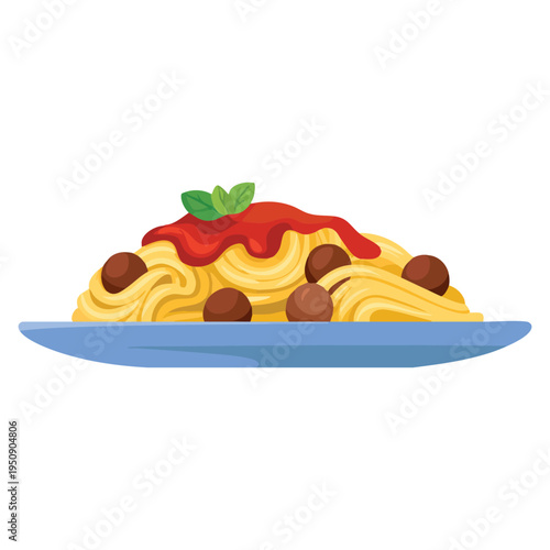 Fresh and warm hand made spaghetti vector illustration, tasty homemade pasta perfect for Italian food concept, kitchen artwork and restaurant menu designs