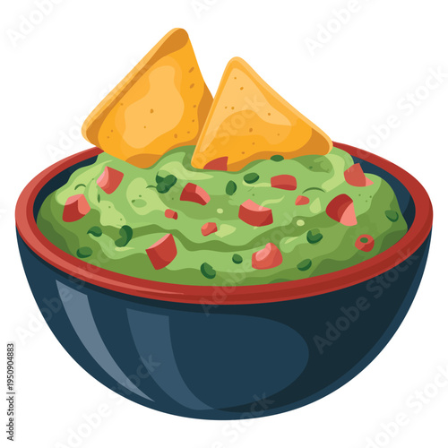Fresh guacamole dip in a vegetable bowl icon isolated vector illustration for mexican food and healthy snack theme